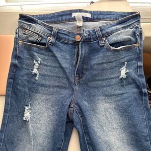 Skinny Distressed High Rise Jean